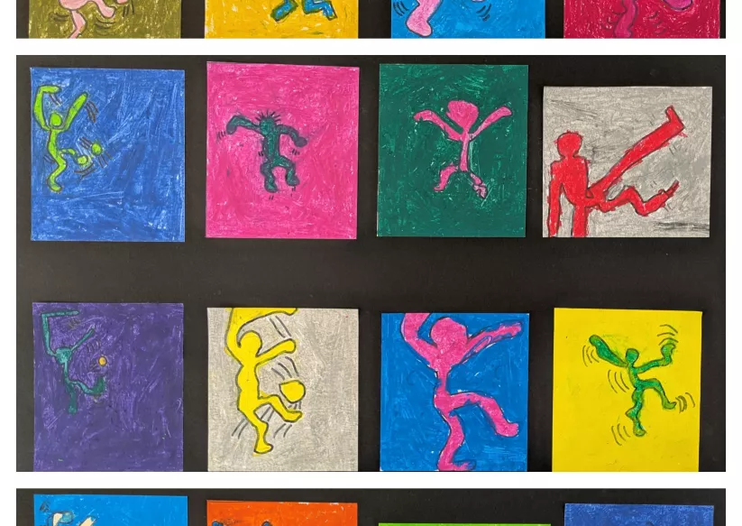 Menschen in Bewegung im Stil von Keith Haring